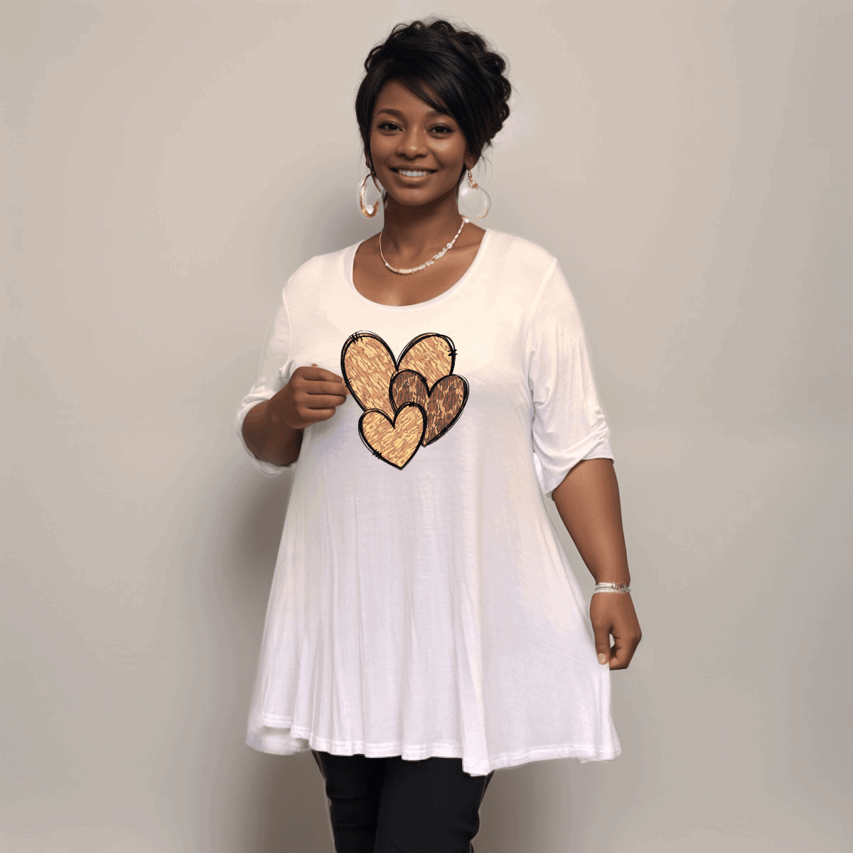 Swing Top with Camo & Leopard Hearts - FullFab