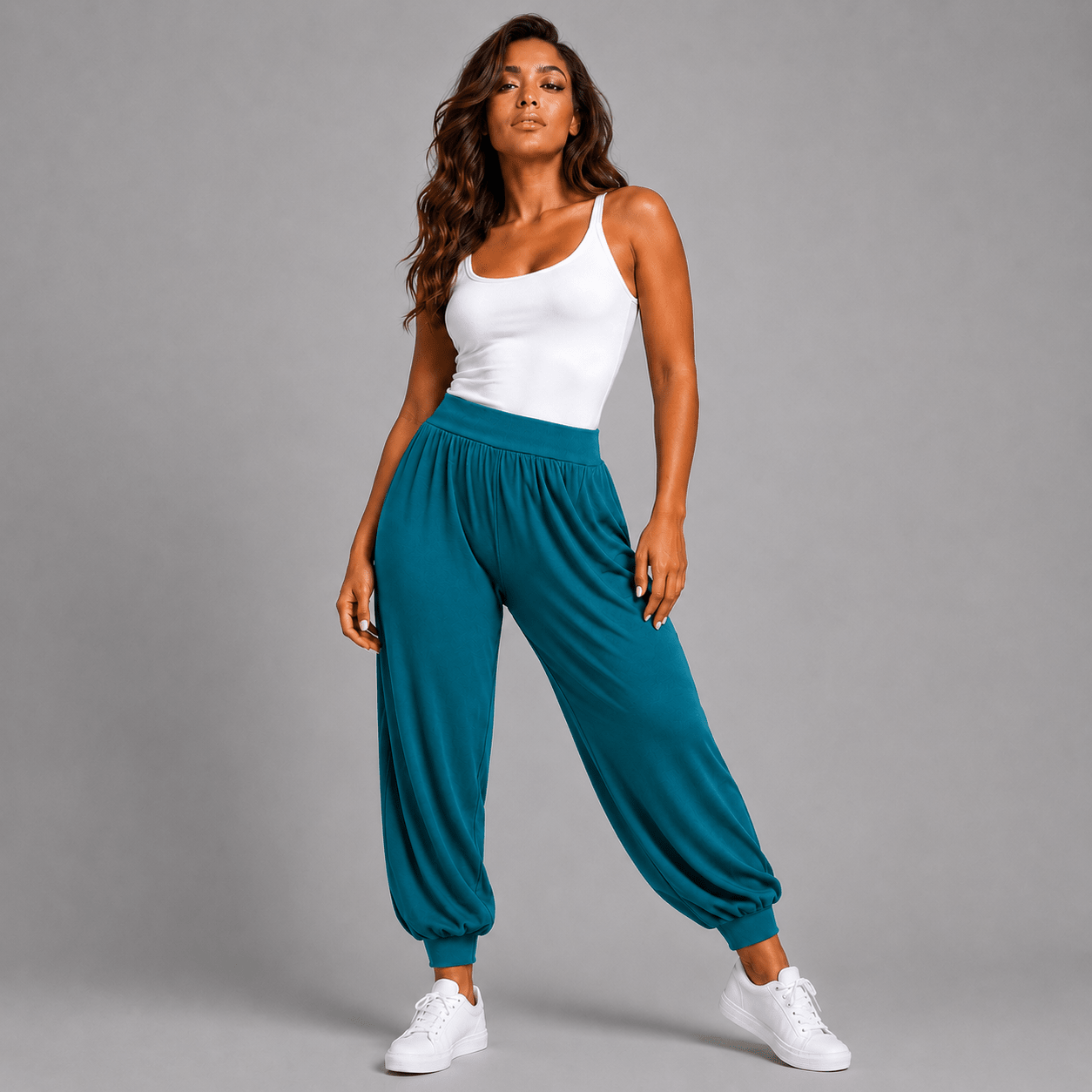 Soft Stretchy High Waist Harem Pants - FullFab