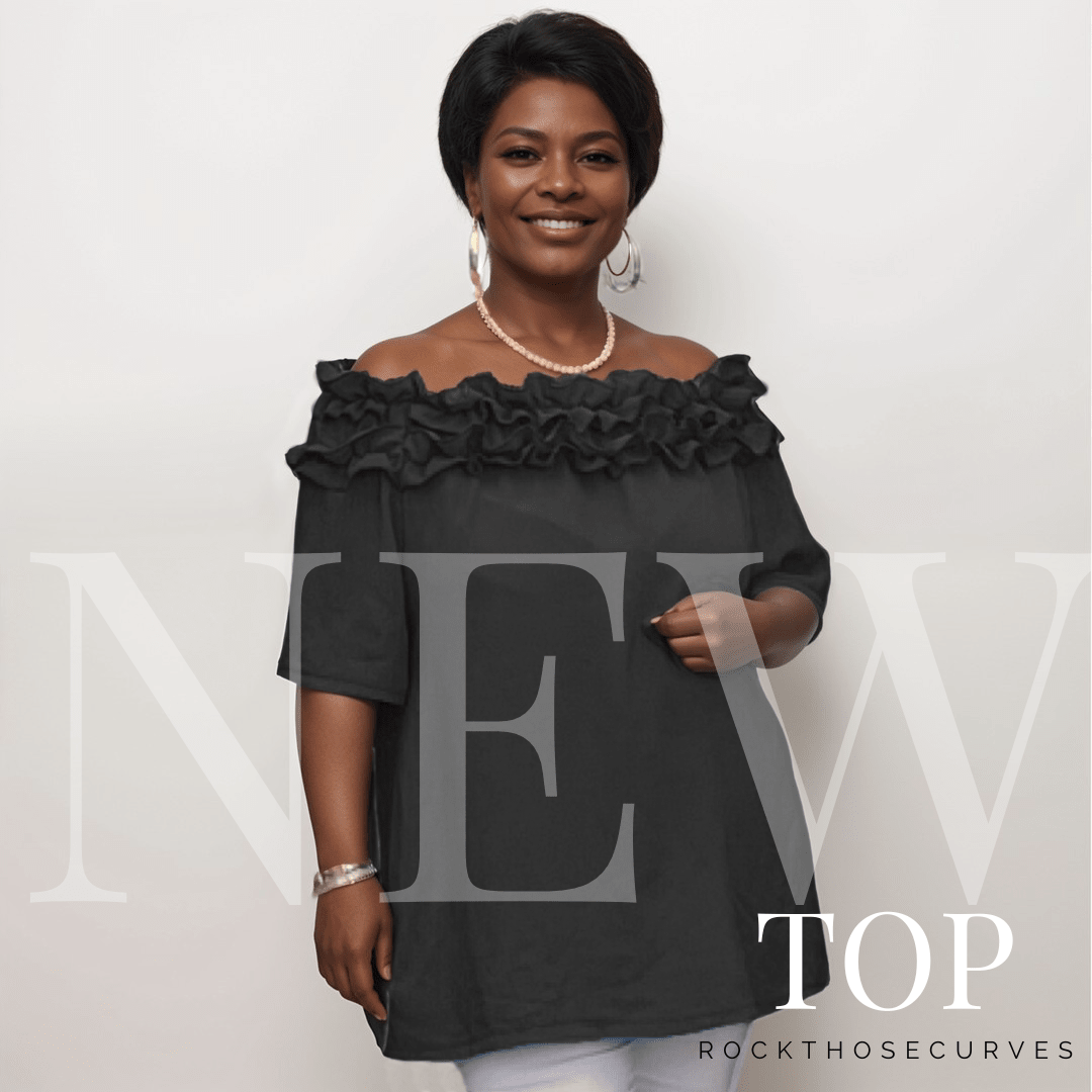 Ruffled Neckline Off Shoulder Blouse - FullFab