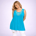 Sleeveless Long Tunic Top with Studs - FullFab