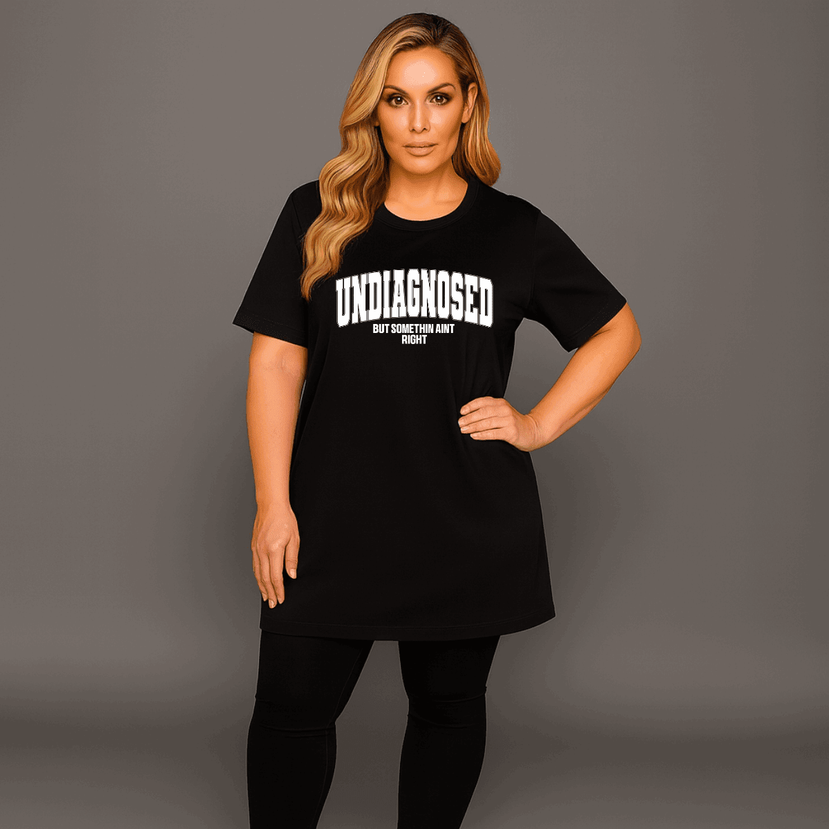 Undiagnosed Plain Short Sleeve Long Length Cotton T-Shirt - FullFab