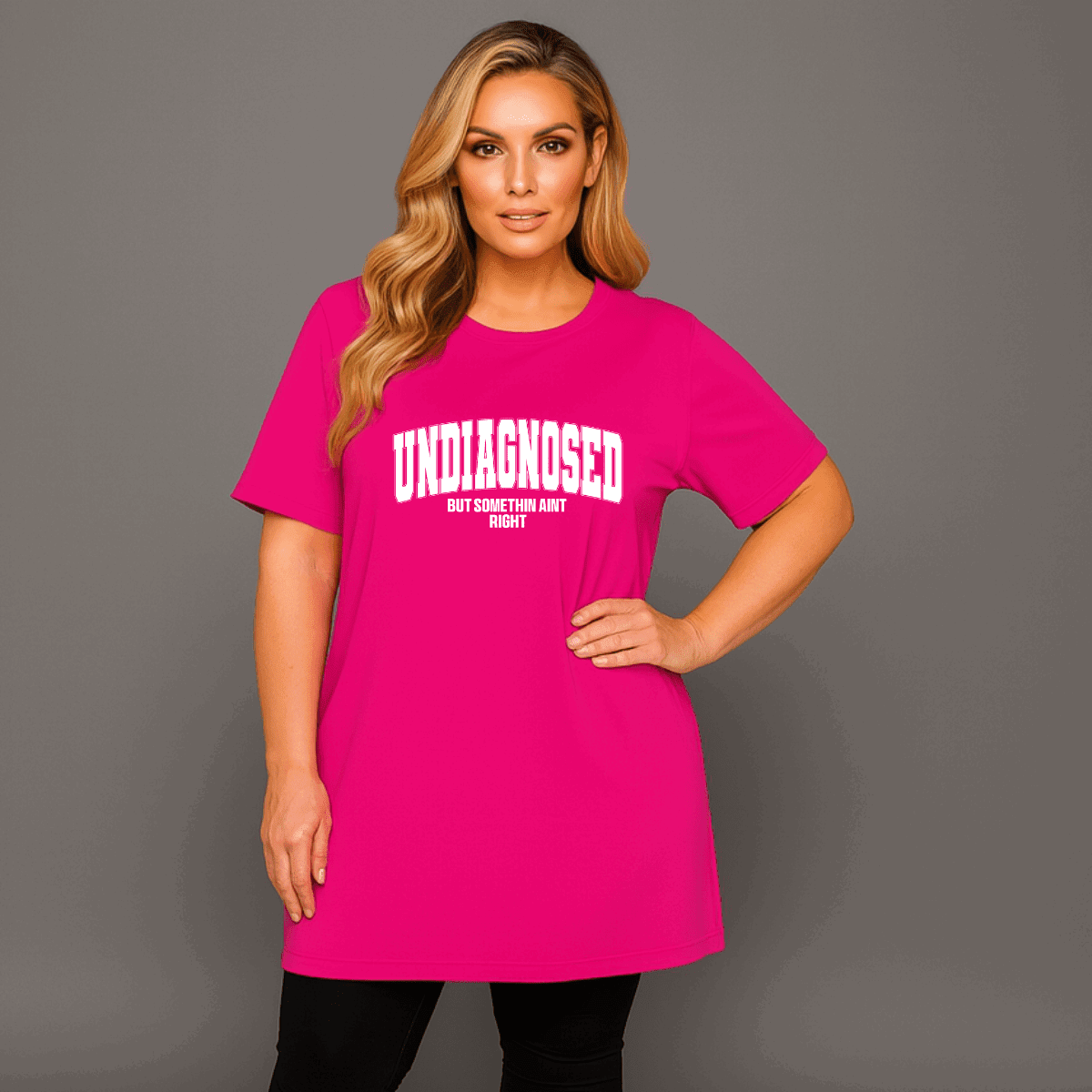 Undiagnosed Plain Short Sleeve Long Length Cotton T-Shirt - FullFab