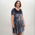 ROCKTHOSECURVES CRUSHED VELVET CROSS BACK SKATER DRESS - FullFab
