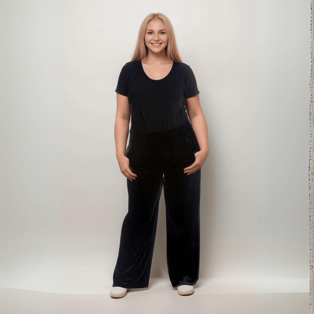 CRUSHED VELVET TROUSERS ELASTIC WAIST AND POCKETS - FullFab
