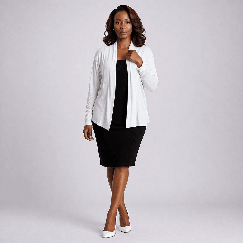 Scallop Hem Lace Back Open Front Cardigan - FullFab