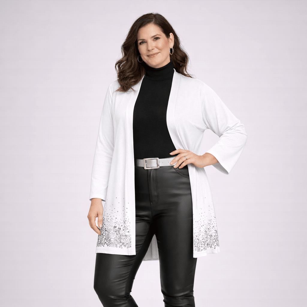 Open Front Jacket / Cardigan with Sequin Hem - FullFab