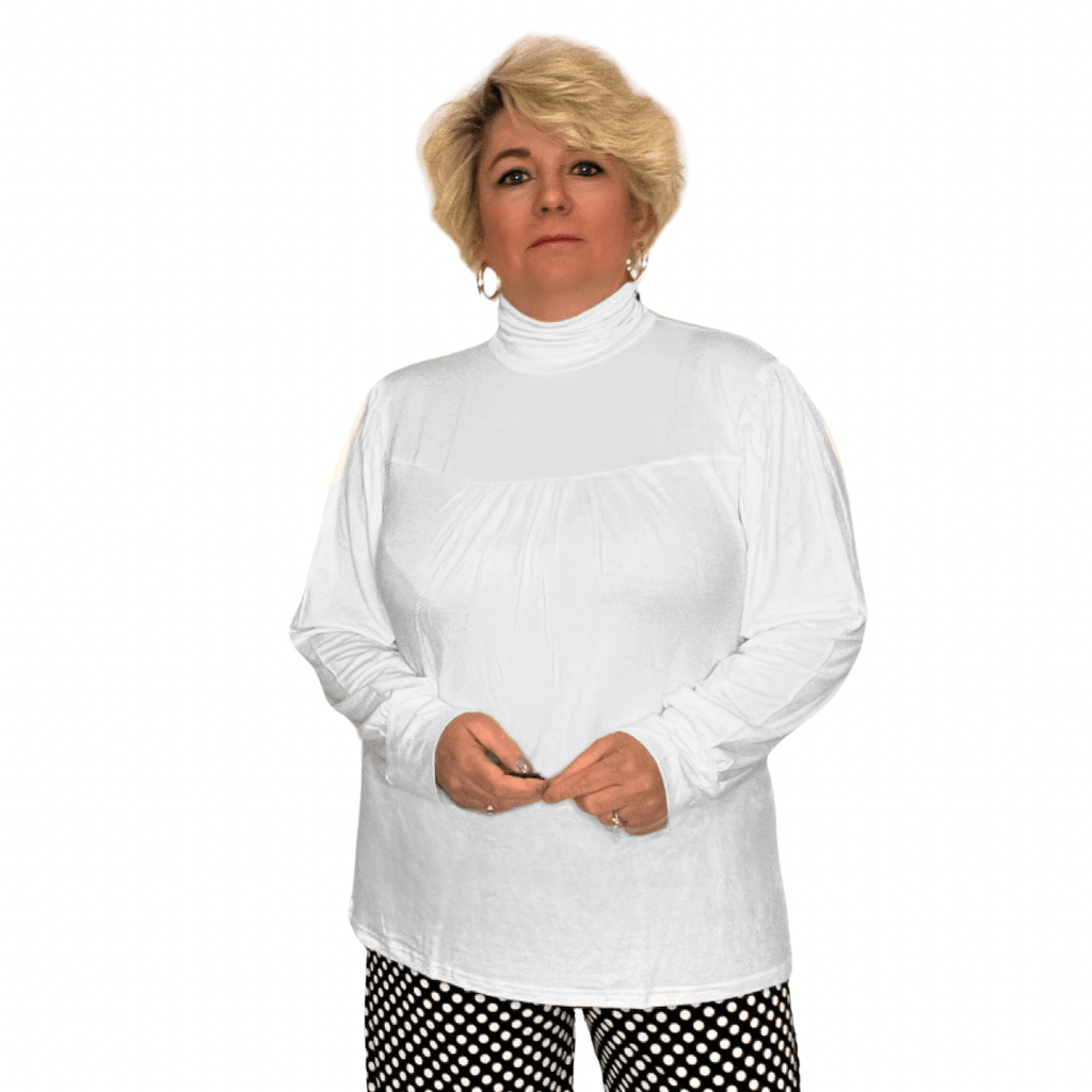 LONG SLEEVE POLO NECK SMOCK TOP - FullFab