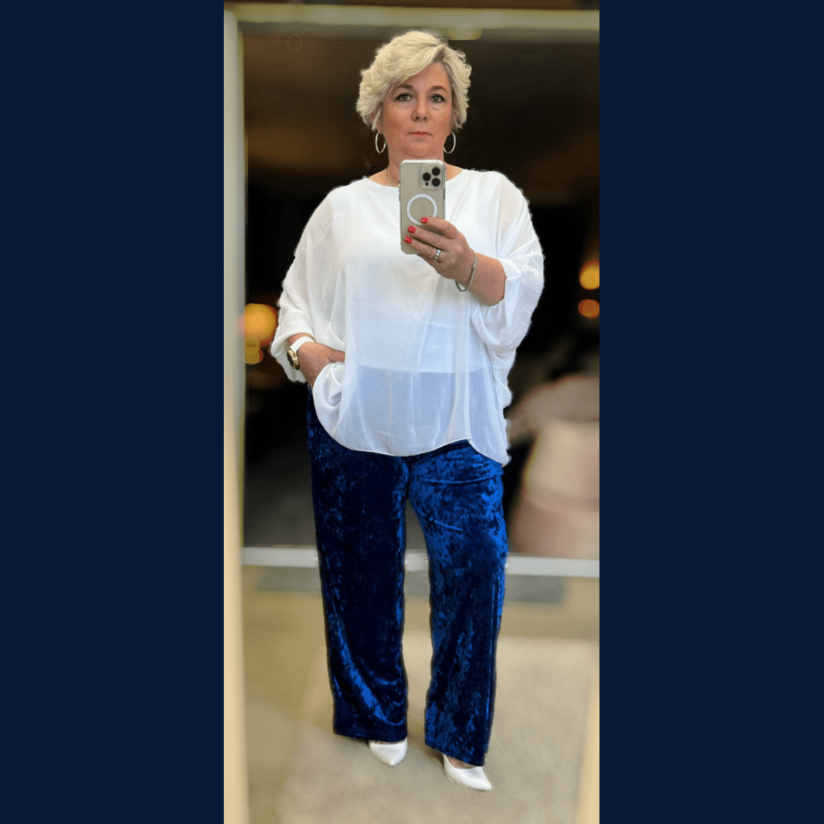 CRUSHED VELVET TROUSERS ELASTIC WAIST AND POCKETS - FullFab