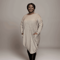 WHITE SPOTTY DRESS + POCKETS + DIPPED HEM - FullFab