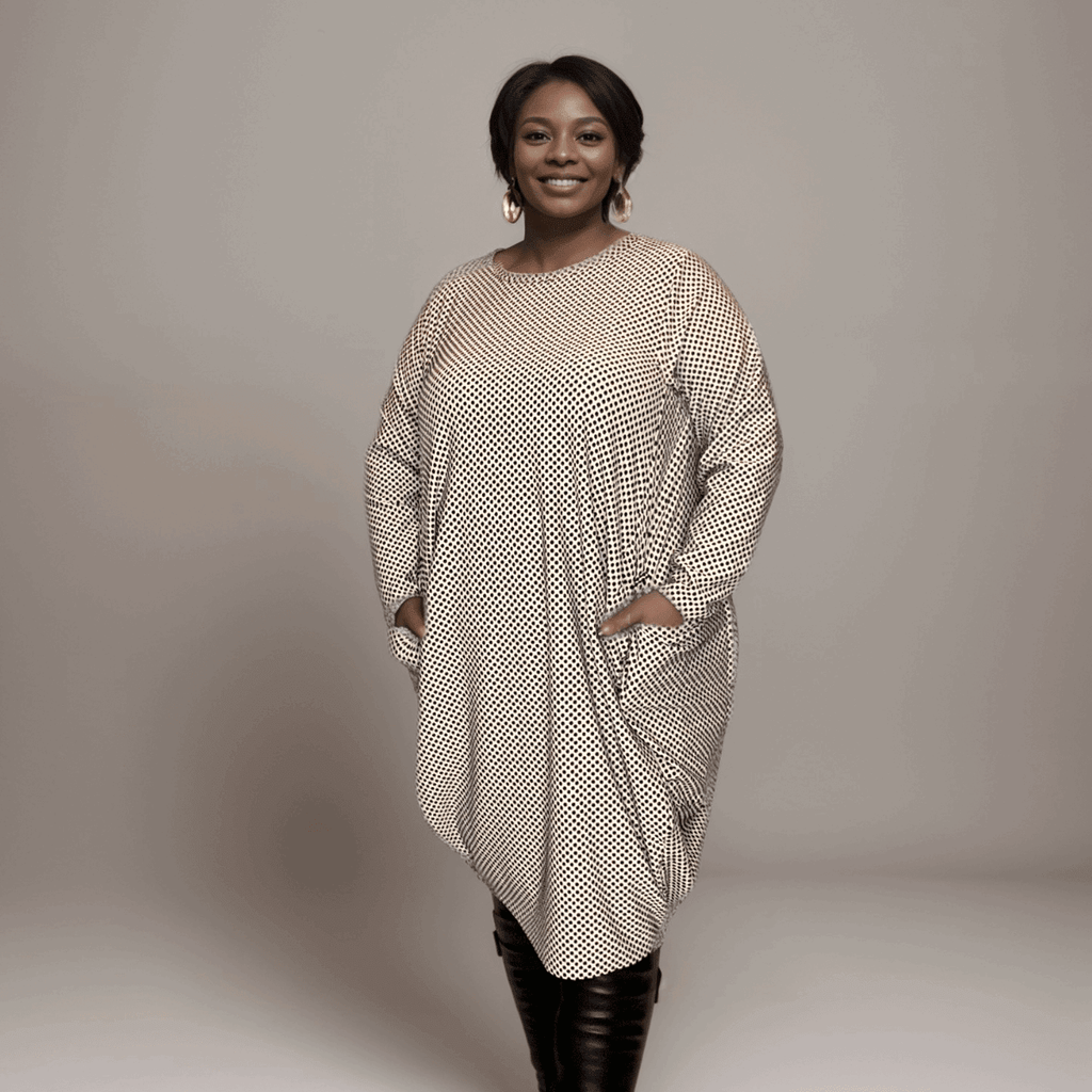 WHITE SPOTTY DRESS + POCKETS + DIPPED HEM - FullFab