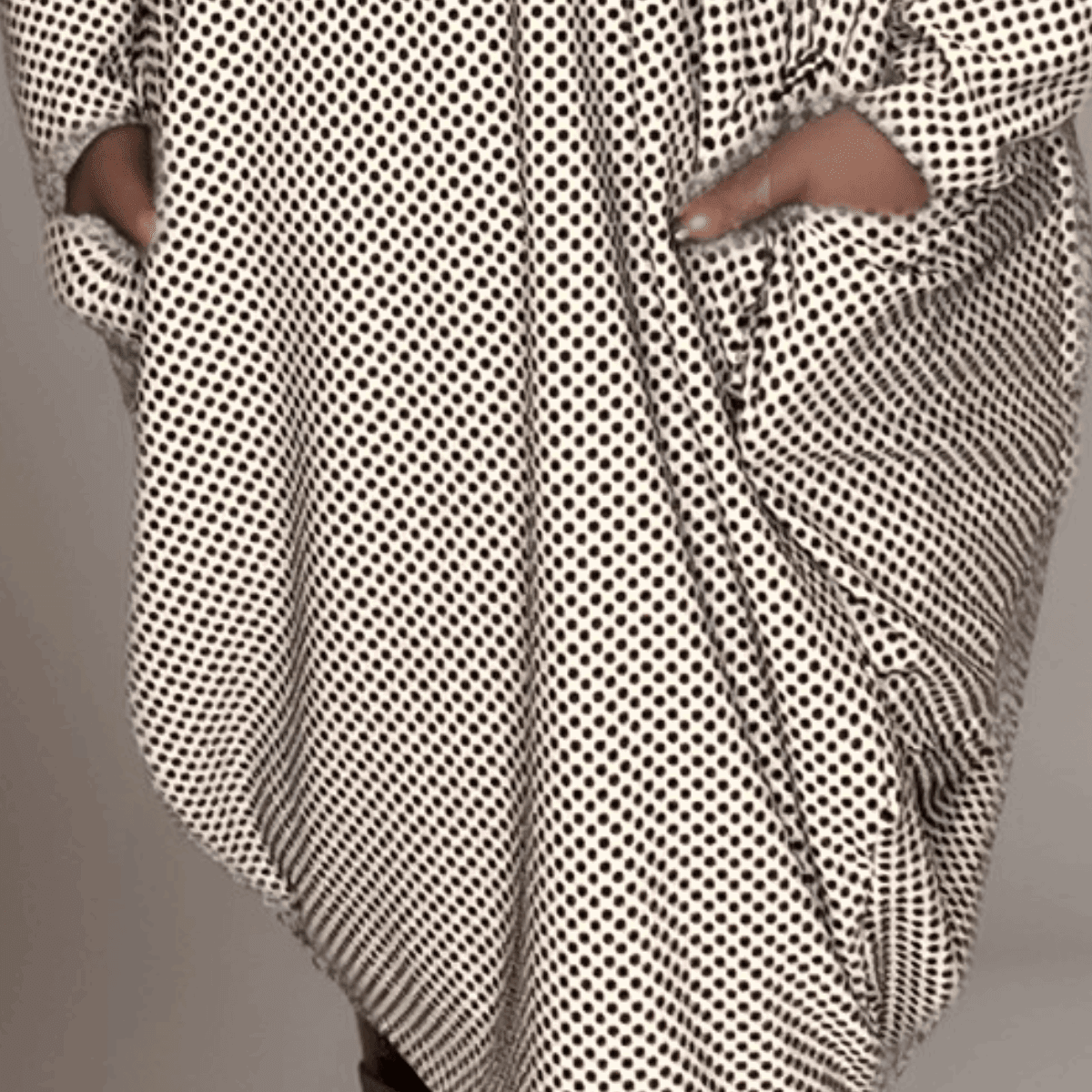 WHITE SPOTTY DRESS + POCKETS + DIPPED HEM - FullFab