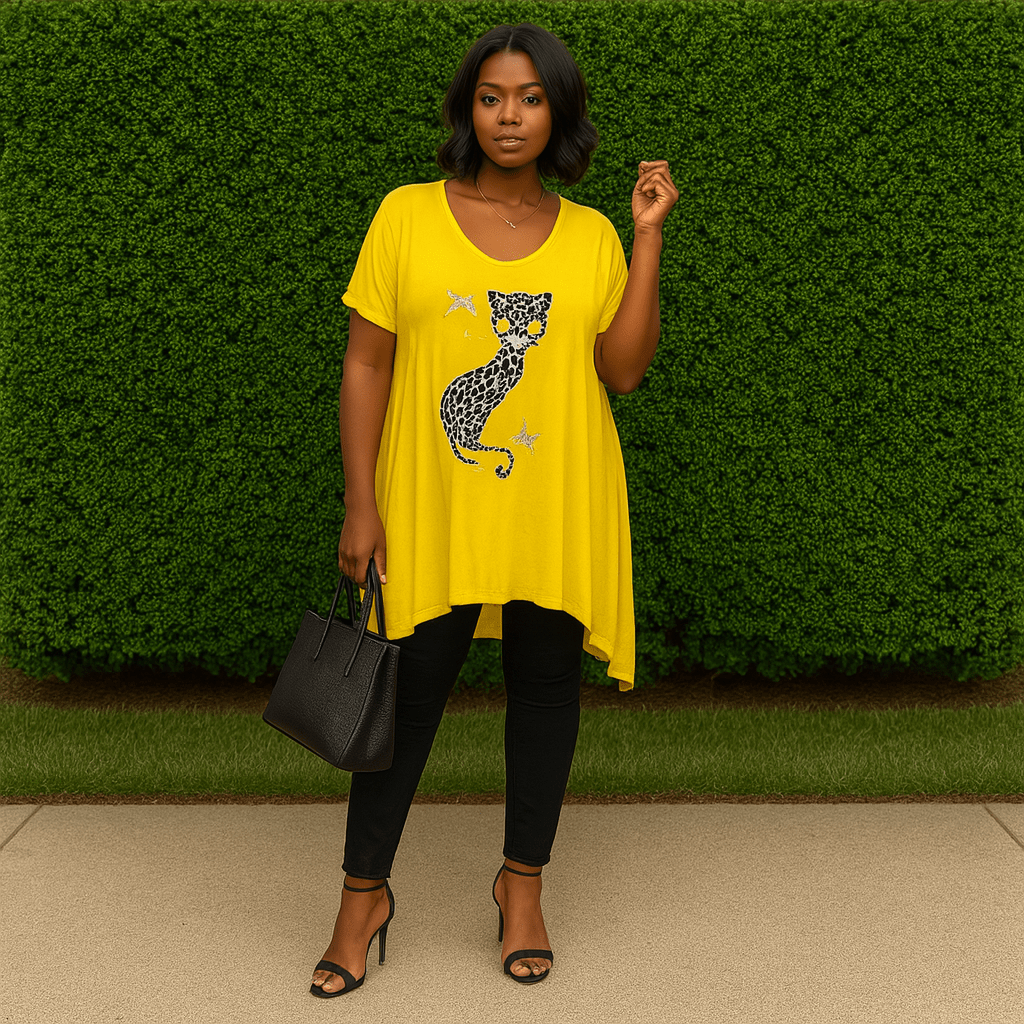 Studded Cat Hanky Hem Long Top - FullFab